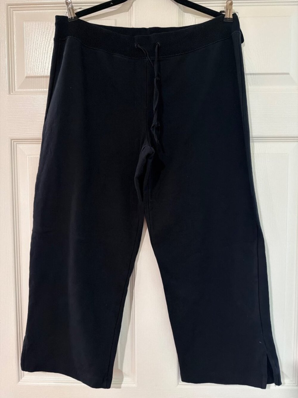 ProSpirit Womens Black Cropped Sweatpants M Drawstring Waist Cotton Blend